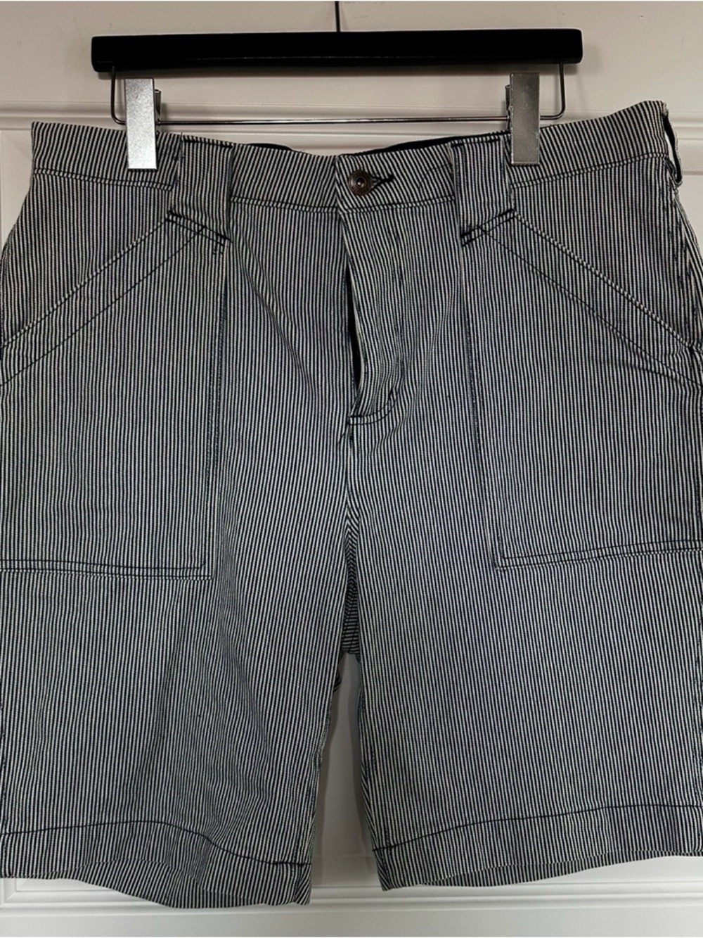 Striped Utility Shorts in Navy and White